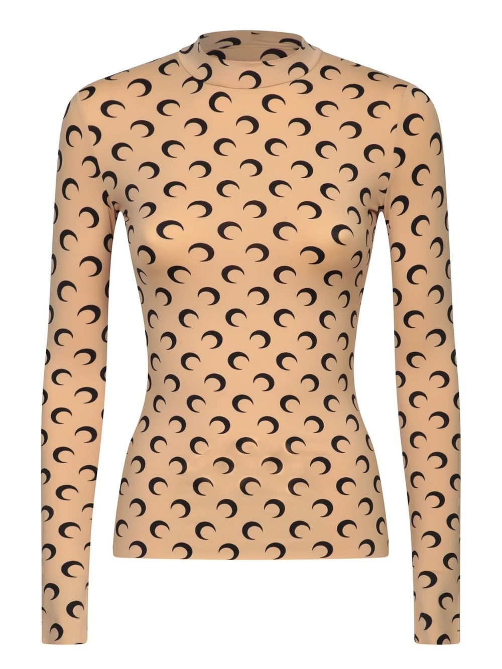 Marine Serre Nude and Black Crescent-Print Long Sleeve Top